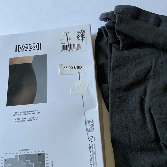 WOLFORD 10687 VELVET DE LUXE 50 TIGHTS ANTHRACITE SIZE SMALL NEW In PACKAGE NWT